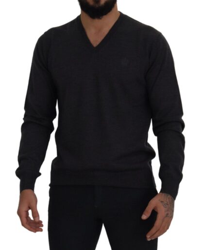 Dolce & Gabbana - Elegant V-Neck Crown Wool Sweater