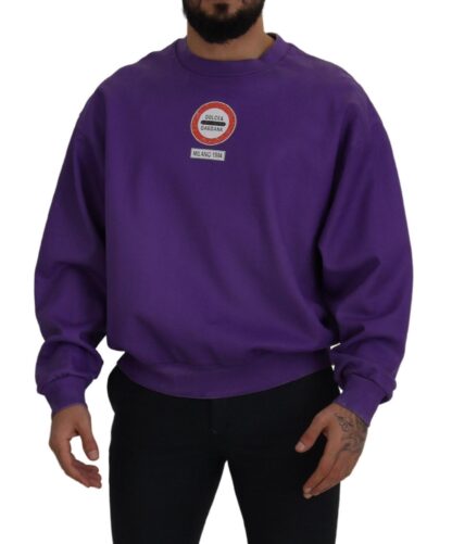 Dolce & Gabbana - Elegant Purple Cotton Crewneck Sweater