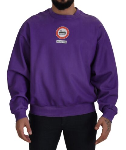 Dolce & Gabbana - Elegant Purple Cotton Crewneck Sweater