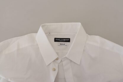 Dolce & Gabbana - Elegant White Peacock Feather Dress Shirt