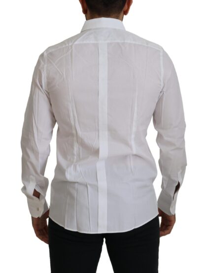 Dolce & Gabbana - Elegant White Peacock Feather Dress Shirt