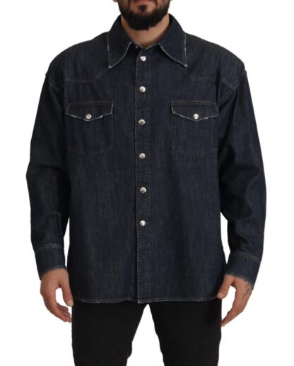 Dolce & Gabbana - Elegant Slim Fit Dark Blue Casual Shirt