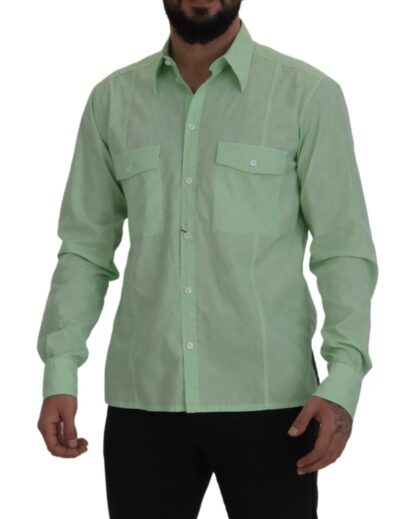 Dolce & Gabbana - Mint Green Slim Fit Casual Button-Down Shirt