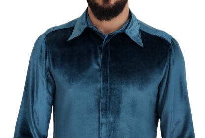 Dolce & Gabbana - Elegant Blue Martini Slim Fit Casual Shirt