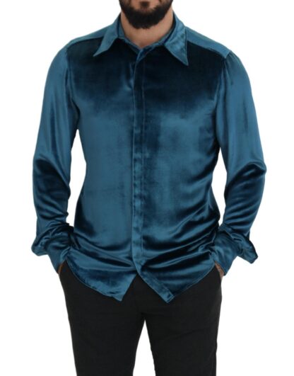 Dolce & Gabbana - Elegant Blue Martini Slim Fit Casual Shirt