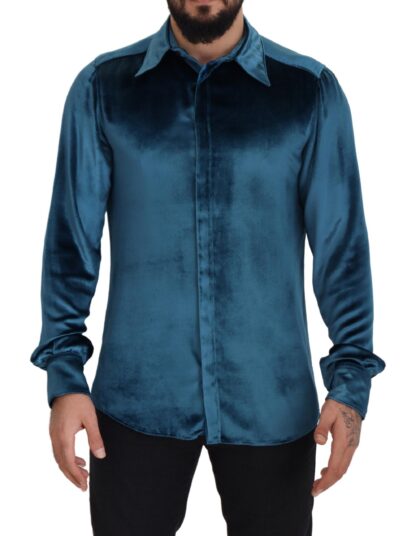 Dolce & Gabbana - Elegant Blue Martini Slim Fit Casual Shirt