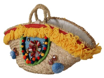 Dolce & Gabbana - Multicolor Crystal Embellished Straw Tote