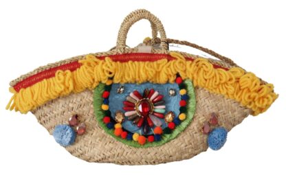 Dolce & Gabbana - Multicolor Crystal Embellished Straw Tote