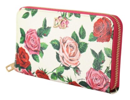 Dolce & Gabbana - Elegant Continental Leather Wallet with Rose Design