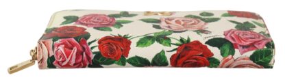 Dolce & Gabbana - Elegant Continental Leather Wallet with Rose Design