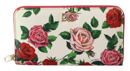 Dolce & Gabbana - Elegant Continental Leather Wallet with Rose Design