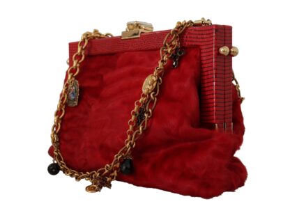 Dolce & Gabbana - Elegant Red Fur VANDA Evening Clutch