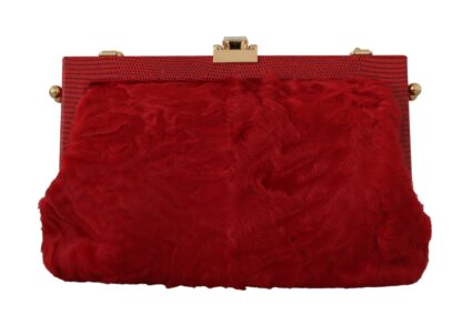 Dolce & Gabbana - Elegant Red Fur VANDA Evening Clutch