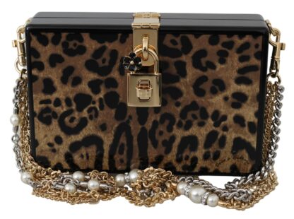 Dolce & Gabbana - Dolce & Gabbana Brown Leopard Women Shoulder BOX Wood Women's Bag