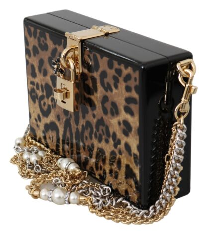 Dolce & Gabbana - Dolce & Gabbana Brown Leopard Women Shoulder BOX Wood Women's Bag