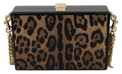 Dolce & Gabbana - Dolce & Gabbana Brown Leopard Women Shoulder BOX Wood Women's Bag