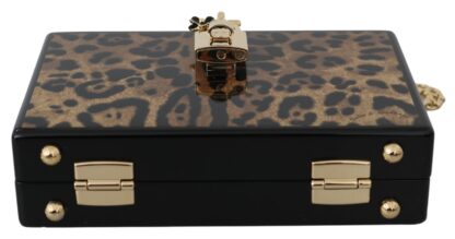 Dolce & Gabbana - Dolce & Gabbana Brown Leopard Women Shoulder BOX Wood Women's Bag