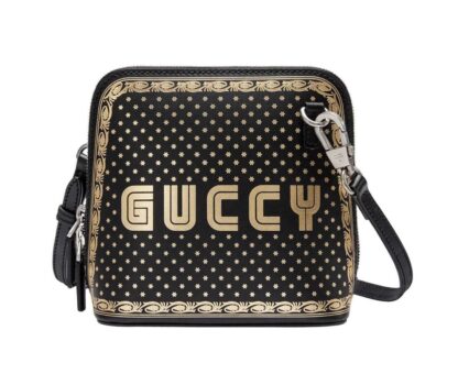 Gucci - Gucci Women Black Guccy Sega Script Dome Mini Crossbody Bag