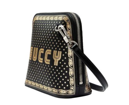 Gucci - Gucci Women Black Guccy Sega Script Dome Mini Crossbody Bag