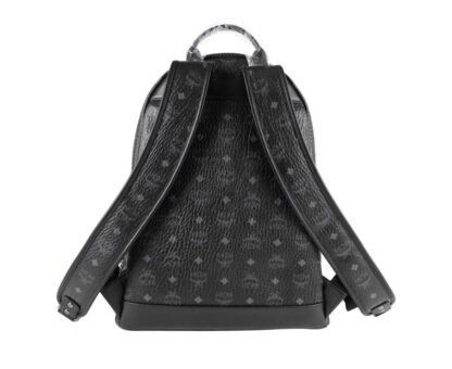 MCM - MCM Black Coated Canvas Studded Medium Backpack