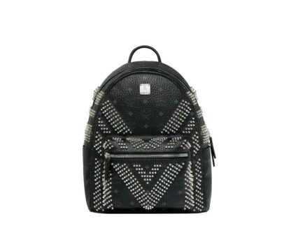 MCM - MCM Black Crystal Studs Graded M Visetos Stark Backpack