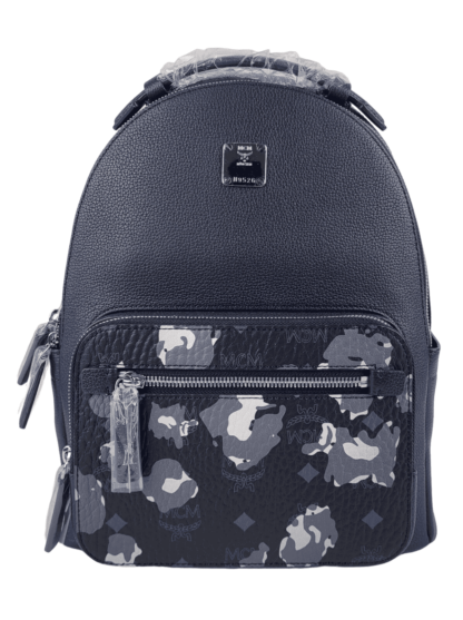 MCM - MCM Navy Leather Small Backpack with Camo Print