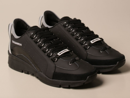 Dsquared² - Sleek Black Leather Lace-up Sneakers