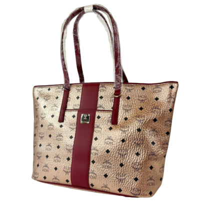 MCM - MCM Chamoagne Women's Gold Monogram Visetos Canvas Medium Tote Bag