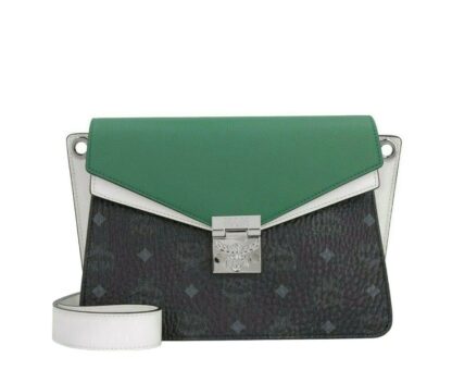 MCM - MCM Women's Patricia Green / Black / White Leather Medium Crossbody Bag