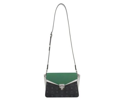 MCM - MCM Women's Patricia Green / Black / White Leather Medium Crossbody Bag