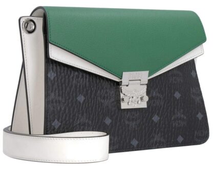 MCM - MCM Women's Patricia Green / Black / White Leather Medium Crossbody Bag