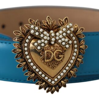 Dolce & Gabbana - Elegant Green Leather Belt with Gold Buckle