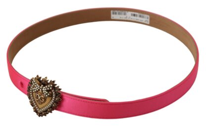 Dolce & Gabbana - Elegant Pink Satin Belt with Gold Heart Buckle