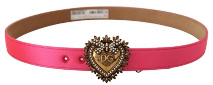 Dolce & Gabbana - Elegant Pink Satin Belt with Gold Heart Buckle