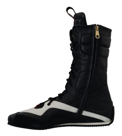 Dolce & Gabbana - Elegant Black Leather High-Top Sneakers