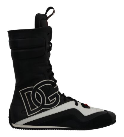 Dolce & Gabbana - Elegant Black Leather High-Top Sneakers