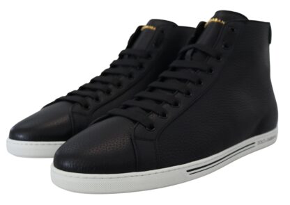 Dolce & Gabbana - Elegant Black Leather High-Top Sneakers