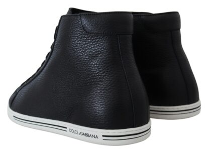 Dolce & Gabbana - Elegant Black Leather High-Top Sneakers