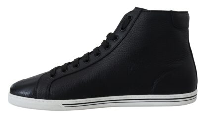 Dolce & Gabbana - Elegant Black Leather High-Top Sneakers