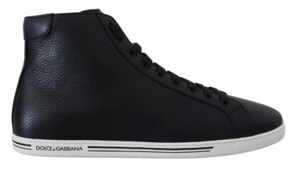 Dolce & Gabbana - Elegant Black Leather High-Top Sneakers