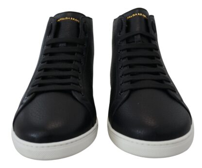 Dolce & Gabbana - Elegant Black Leather High-Top Sneakers