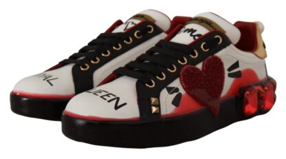 Dolce & Gabbana - Chic Royal Love Crystal Leather Sneakers