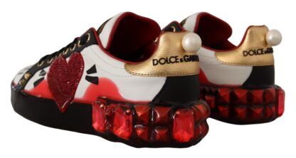 Dolce & Gabbana - Chic Royal Love Crystal Leather Sneakers