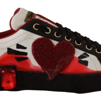 Dolce & Gabbana - Chic White & Pink Leather Sneakers