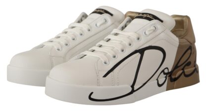 Dolce & Gabbana - Elegant White Gold Portofino Sneakers