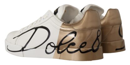 Dolce & Gabbana - Elegant White Gold Portofino Sneakers