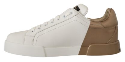 Dolce & Gabbana - Elegant White Gold Portofino Sneakers