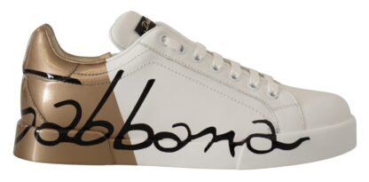 Dolce & Gabbana - Elegant White Gold Portofino Sneakers