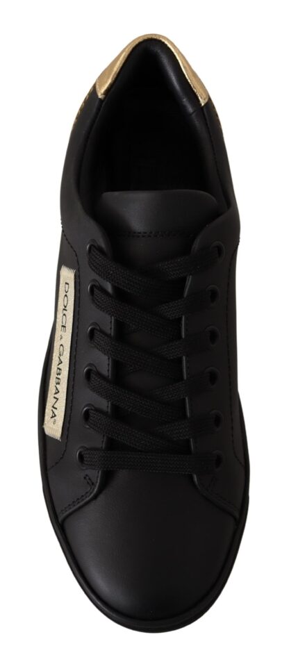 Dolce & Gabbana - Chic Black and Gold Low-top Leather Sneakers