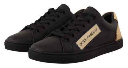 Dolce & Gabbana - Chic Black and Gold Low-top Leather Sneakers